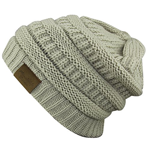 MINAKOLIFE Women Men Soft Slouchy Hat Extra Long Cable Knit Beanie Cap