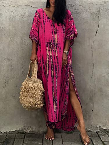 Image of Kaftan Dresses for Women Plus Size Summer Beach Dress with Print and Swim Cover Ups