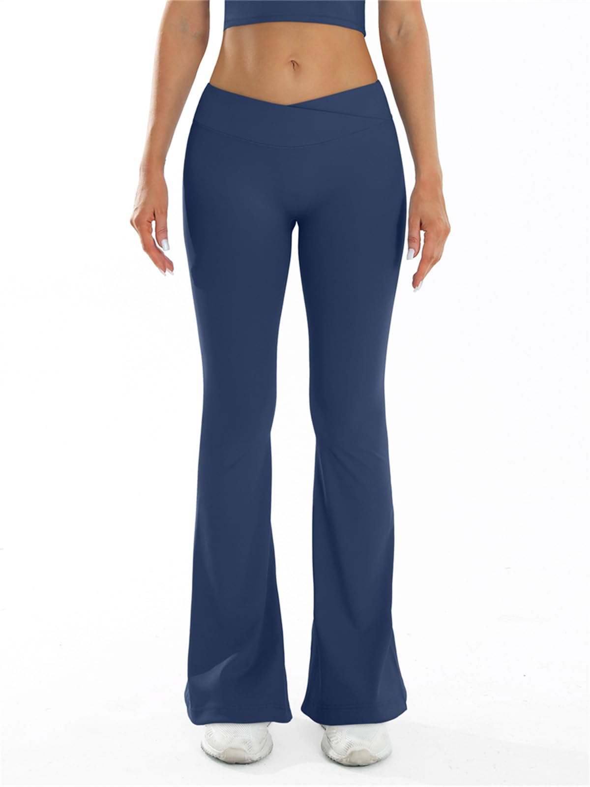 Bootcut Jazzpants damskie spodnie do jogi, podnoszące biodra, w kolorze skóry, skrzyżowane spodnie do jogi z wysoką talią, wąskie, szybkoschnące, swobodne spodnie sportowe z szerokimi nogawkami