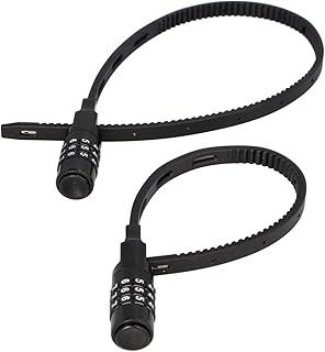 FISCHER Bicycle Lock, Cable Tie Lock Set, Special Lock with Combination Lock, for Bike, Helmet or Skiing, Black, Two Locks in Lengths 35 and 53 cm