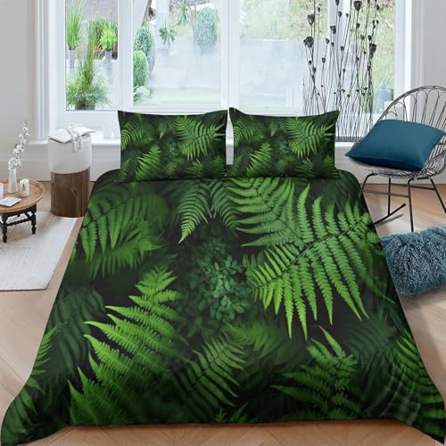 Housse de couette fougère 140x200 parure lit microfibre