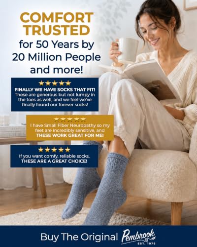 Image of Pembrook Bamboo Viscose Diabetic Socks for Women & Men - 6 Pairs Ankle Socks for Swollen Feet | Neuropathy Socks