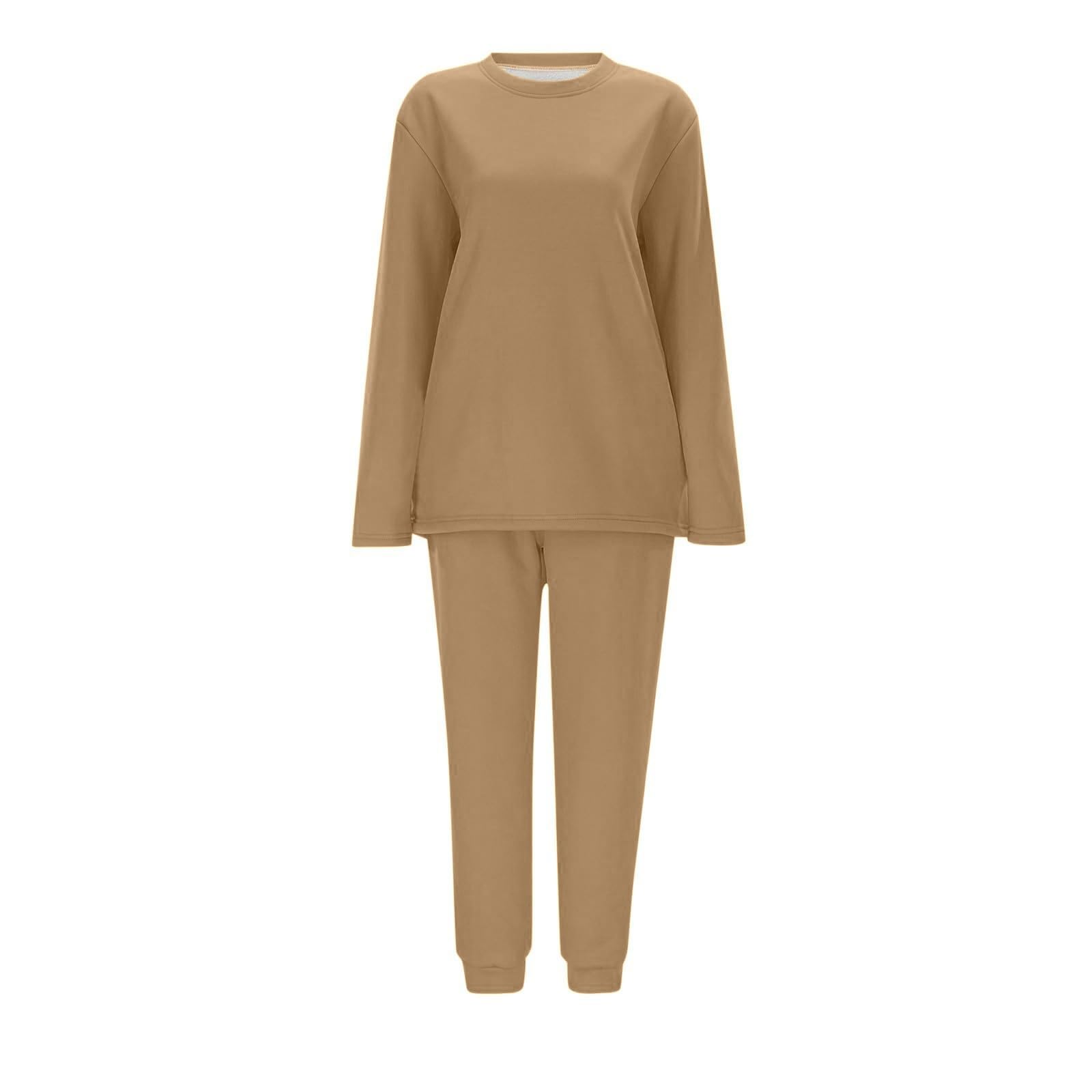 Conjunto de Pijama de Sudadera y Pantalones con Forro para Mujer para Calidez Invernal con Traje de Felpa Tops cómodos y Holgados Ropa de Estar por casa cálida de Invierno para Mujer