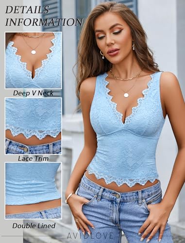 Image of Avidlove Lace Tank Tops for Women Summer Going Out Tops Y2k Sexy Lace Top