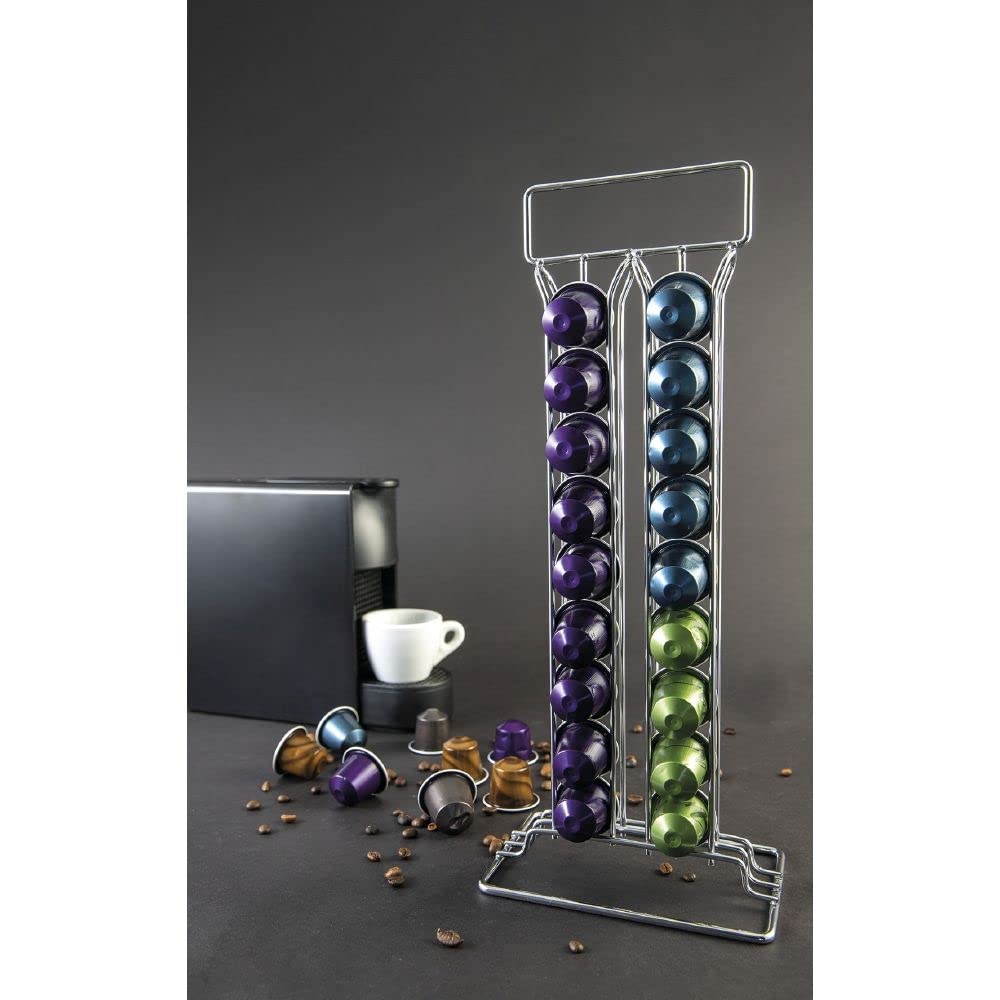 Galileo Casa Porte-Capsules Café Métal Chromé Rectangulaire – 36 Espaces, Design Élégant Et Pratique