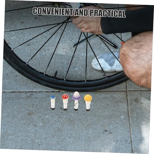 Set de 4 tapas divertidas para válvula de neumáticos en forma de hongo para bicicletas, camiones y motocicletas miniatura 4