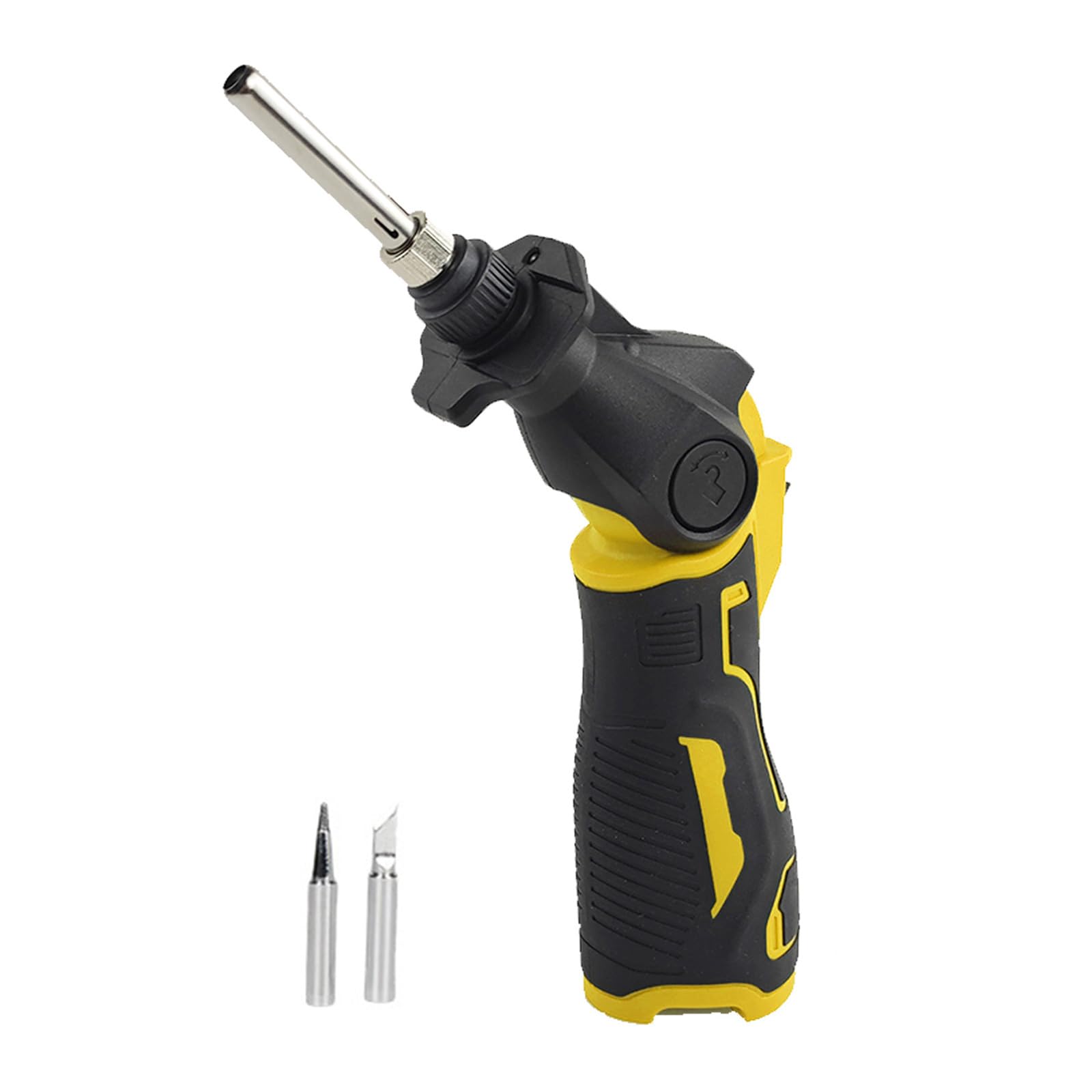 Kaccde Yellow Cordless Welding Iron 30W 400℃ Battery Powered Rechargeable Adjustable 0-90Degrees Flat Pointed Tips Cordless Soldering Iron