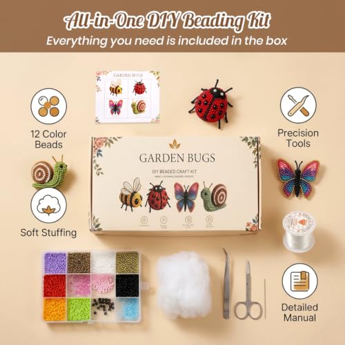 Image of PATPAT 3D Seed Beads Kit for Butterfly Animals Making with Bead, Charms and Instructions Tools Kit, Small Beads for Kids Activity for Embroidery, Art & Craft Projects, Home Decoration