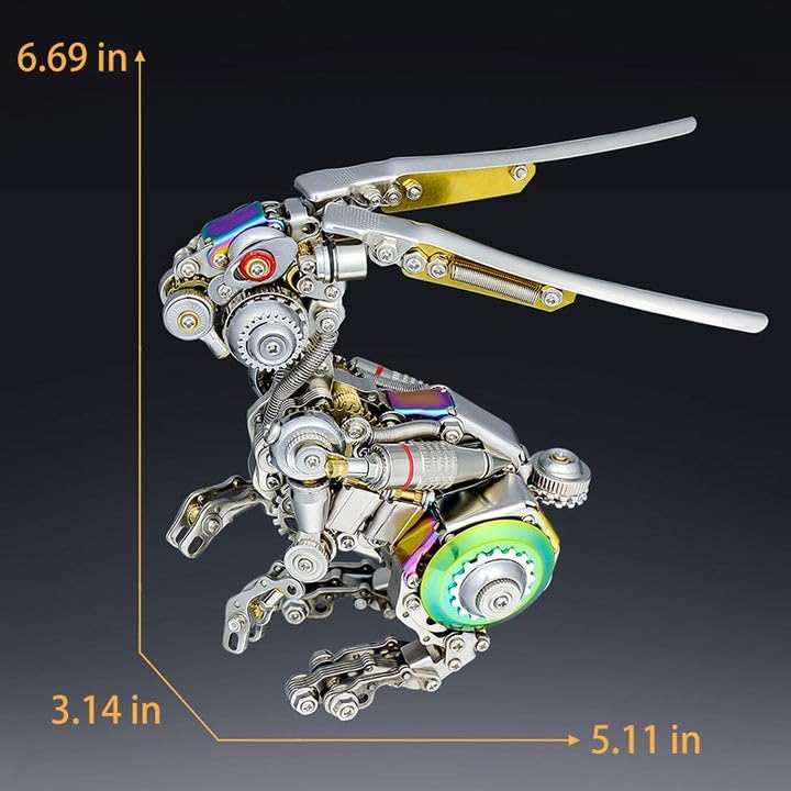 Metalkitor 3D Metal Puzzles for Adults, Cyberpunk Rabbit Mechanical Model DIY Ornament - Assembly Jigsaw Crafts Brain Teaser - Perfect Desk Decor and Gift Choice(200+PCS)
