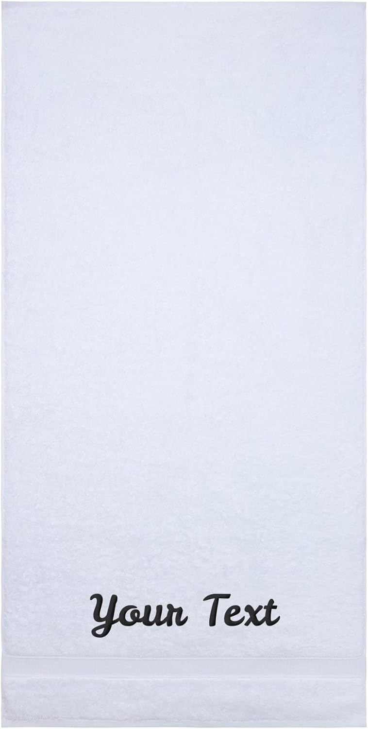 Personalized Bath Sheet Towels for Bathroom, Hotel, Spa, Pool, College Dorm, Super Soft, Highly Absorbent Turkish Cotton Monogrammed Oversized Towel 40" x 80" Extra Large Jumbo Bath Sheets, White