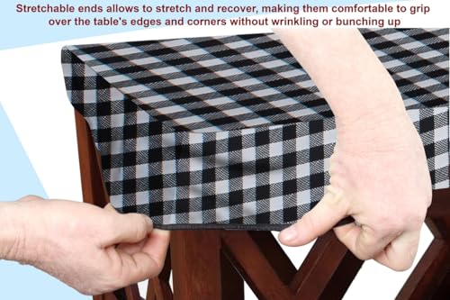 Image of The Furnishing Tree Elastic Rectangular Center Tpoy Table Cover WxL 24x60 in Inches Polyester Checkered Pattern White