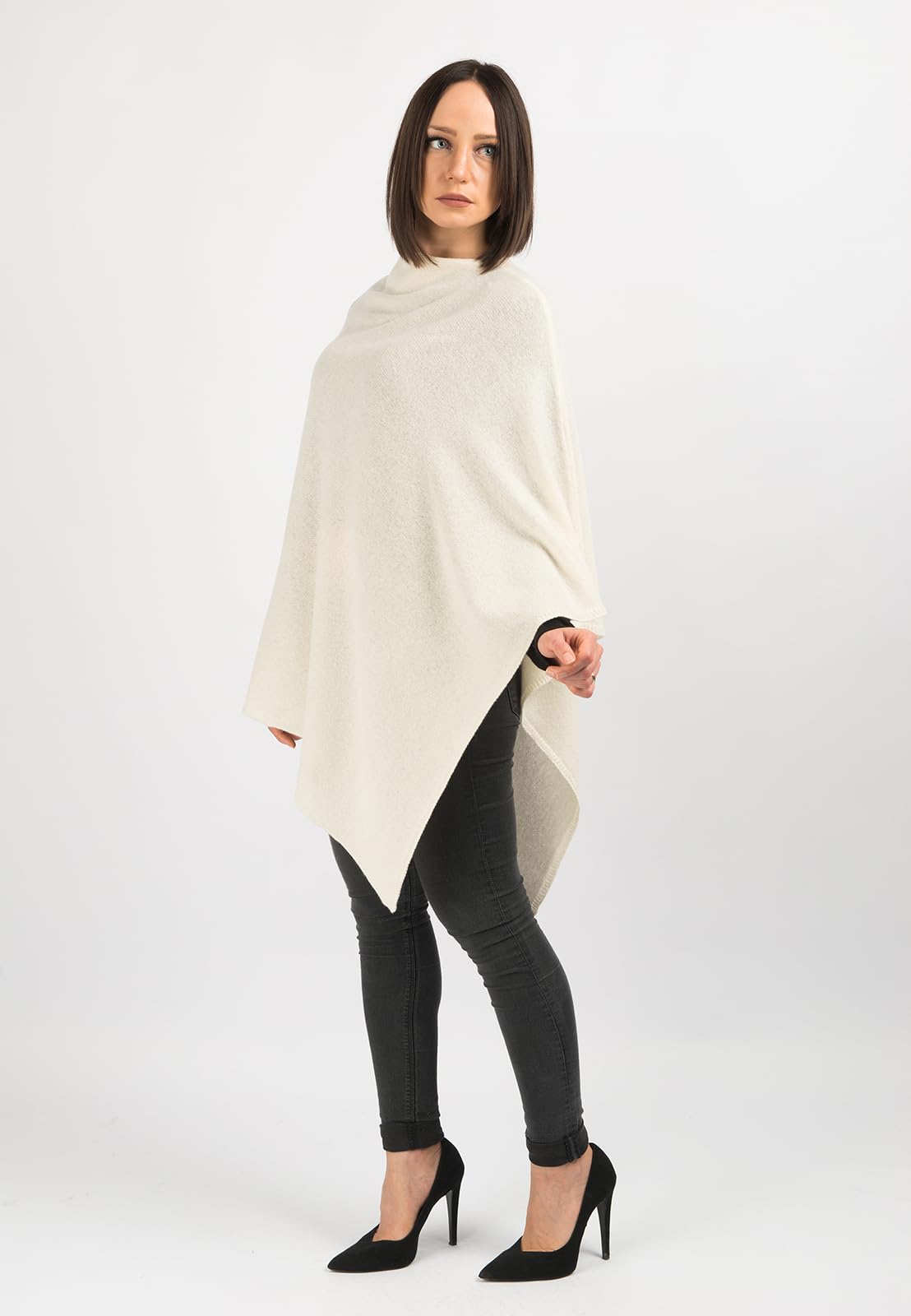 Dalle Piane Cashmere Damen Poncho Leicht 100% Kaschmir | Umhang für Frühling, Sommer, Abend und Reisen, 72x72 cm, Einheitsgröße, Geschenk für Sie, Made in Italy