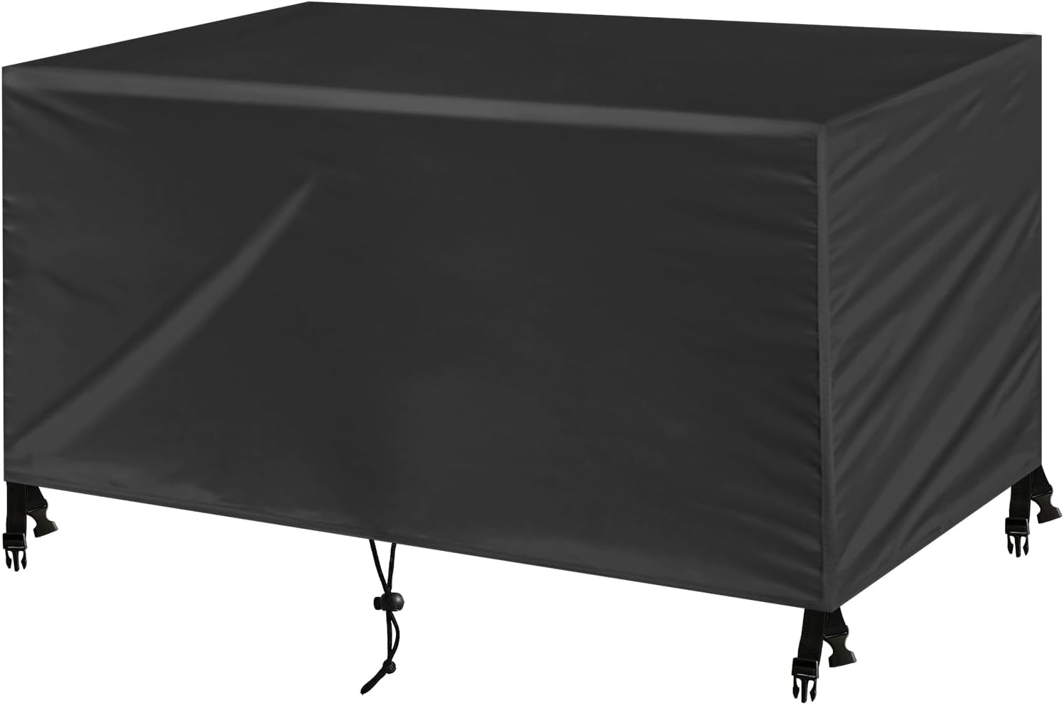Coperchio per mobili da giardino, coperchio per tavolo impermeabile in tessuto Oxford, tavolo e sedia da giardino, coperchio antivento a forma rettangolare (nero,342x90x112cm)