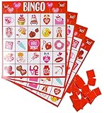 Iconikal Valentine's Day 32 Player Bingo Game Set Classroom Group Activity Fun Interactive Learning School Plus Bonus Game