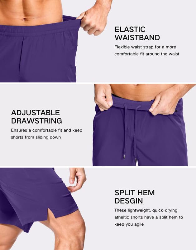 Image of GGJ Men's Lightweight Athletic Shorts with 2 Zipper Pockets 7 inch /9 inch /5 inch Gym Workout Running Quick Dry Tennis Shorts for Men