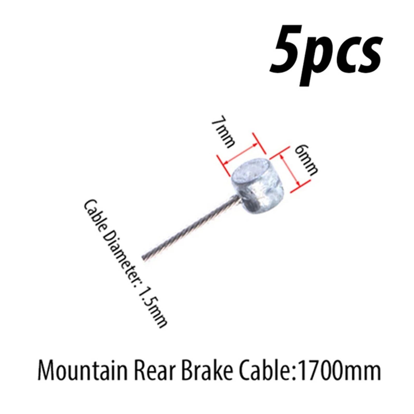 20 STK/50 STK Fahrradkabel Bremsschaltung Innenkabel Draht Edelstahl Mountain Road Fahrrad Bremskabelleitung 2100mm 1550mm 1700mm(5pc MTB Rear Brake 1700mm)