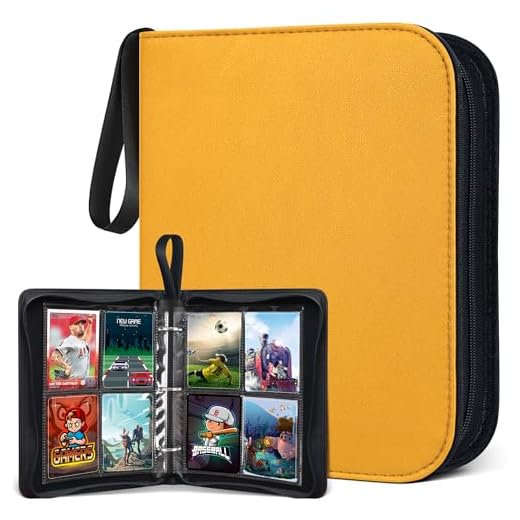 400 Pockets Trading Card Binder with 50 Removable Sleeves, Baseball Card Sleeves 3-Ring Card Collector Album Holder Card Binder Protector Fit for Sports Standard Size Cards, YU-GI-OH, MTG (Yellow)