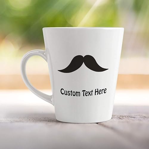 Miniatura 3 de Taza de café con leche personalizada de cerámica, bigote negro, 21 taza de té divertida y novedosa, 12 onzas, texto personalizado aquí
