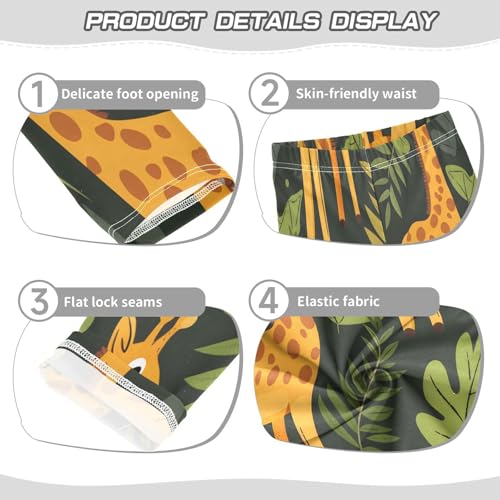 Toddler Girls Leggings Printed Yoga Pants Leggings Giraffe Leaves Hand Drawn for Kids3