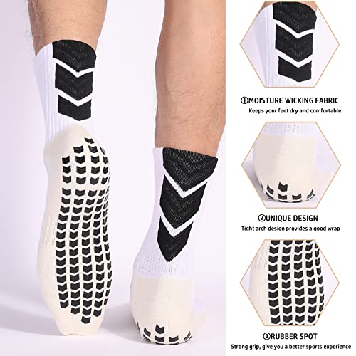 Qcwqmyl Non Slip Soccer Grip Socks Mens 4 Pairs Hospital Socks For Football Basketball Pilates Ballet Men's Athletic Socks Youth #TOP1