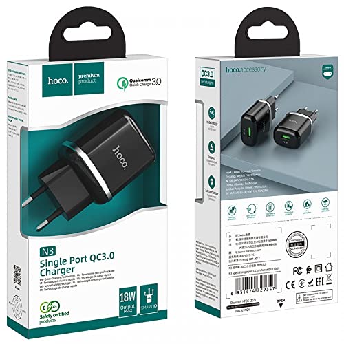 HOCO. Chargeur USB Fast Charge 18 W QC3.0 - noir Cover