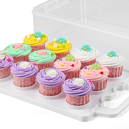 Feoowv 3 Tier Cupcake Carrier With Lid, Holds 36 Cupcakes Or 3 Large Cakes Food Transporter Container With 3 Tier Stackable Layer Insert(3 Tier Cupcake-Clear) #TOP3