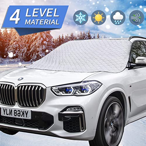 Mitaloo Car Windshield Snow Cover With 4 Layers Protection, Frost Ice Removal Sun Shade For Winter Protection, Extra Large And Thick Windshield Ice Cover Fits For Cars Trucks Vans And Suvs #TOP1