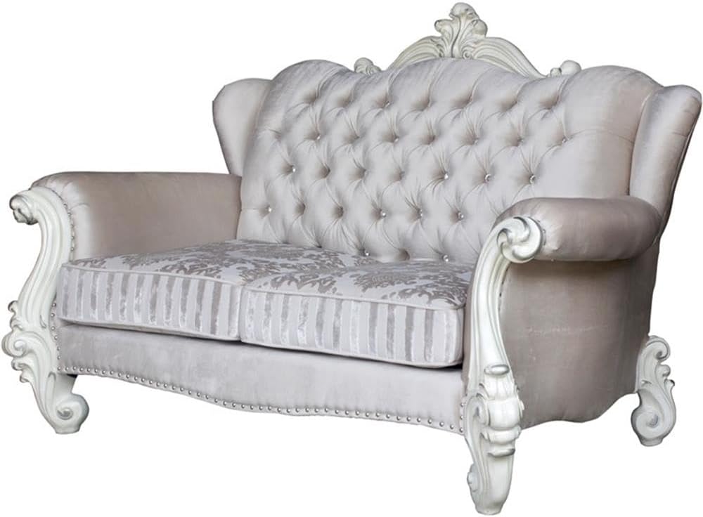 Acme Versailles Loveseat in Ivory Velvet & Bone White