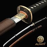 Auwiy Samurai Sword, Swords Katana with Rosewood Scabbard Fully Handmade Japanese Katana Sword 608 P