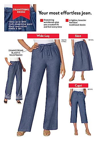 Woman Within Plus Size Petite Drawstring Denim Skirt4