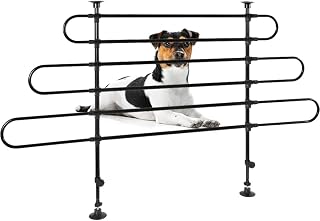 BAKAJI Universal Hundegitter mit Teleskopstange, Gepäcknetz für Tiertransport, verstellbares Eisen, Trennwand mit Saugnapf (3 Elemente)