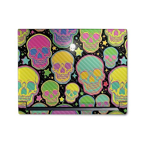 Image of MightySkins Carbon Fiber Skin Compatible with Alienware M18 R1 (2023) Full Wrap Kit - Candy Skulls | Protective, Durable Textured Carbon Fiber Finish | Easy to Apply & Change Styles | Made in The USA