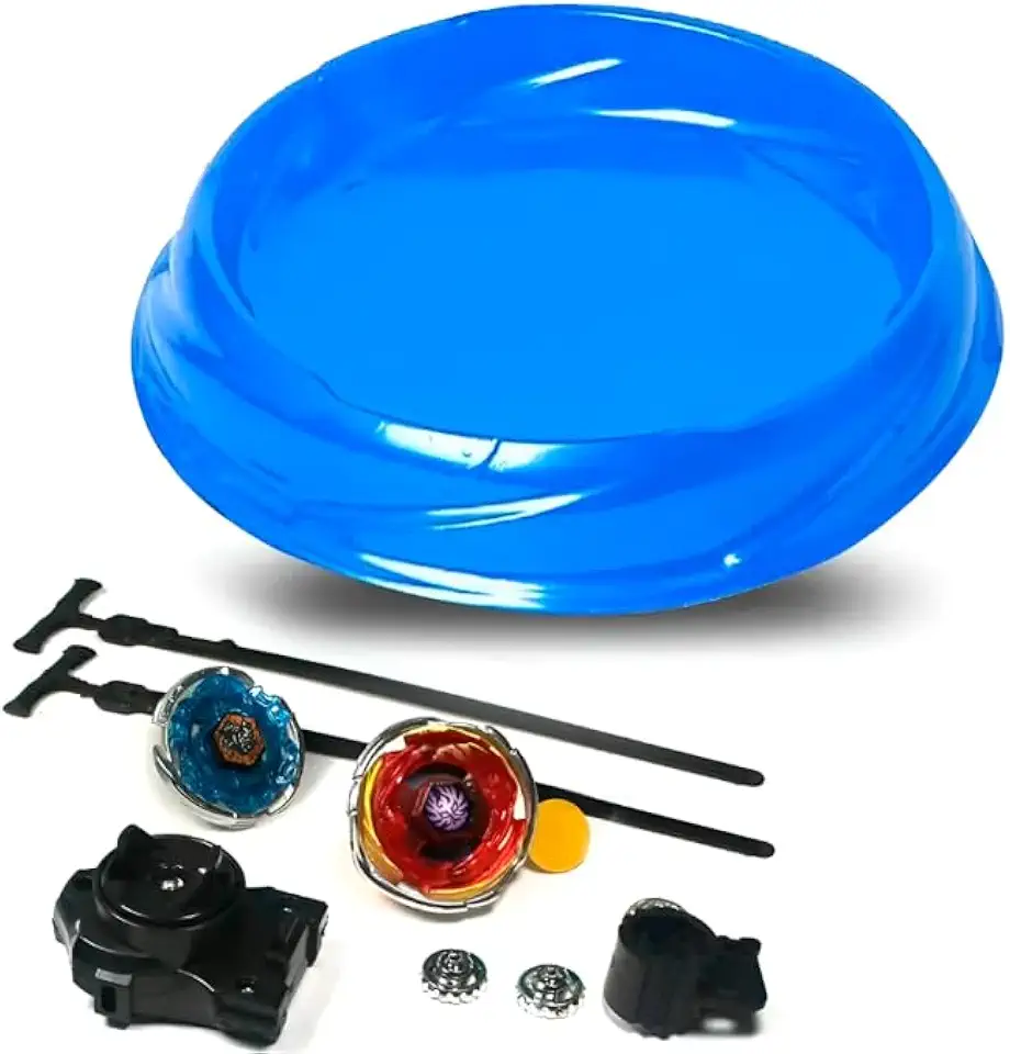 Kit Pião de Metal Battle com Arena 20cm, 2 Beyblades, 2 Lançadores