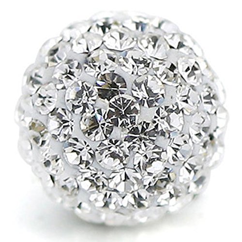 RUBYCA Pave Czech Crystal Disco Ball Clay Beads fit Shamballa Jewelry (50pcs, 8mm, White Clear)
