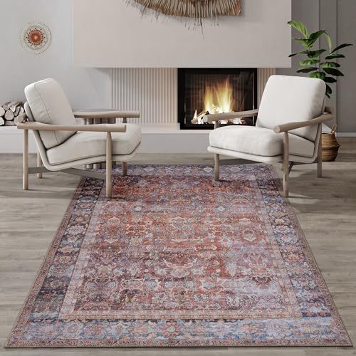 Adiva-Rugs-Machine-Washable-5x7-Area-Rug-with-Non-Slip-Backing-for-Living-Room-Bedroom-Bathroom-Kitchen-Printed-Vintage-Home-Decor-Floor-Decoration-Carpet-Mat-Terra-5-x-7