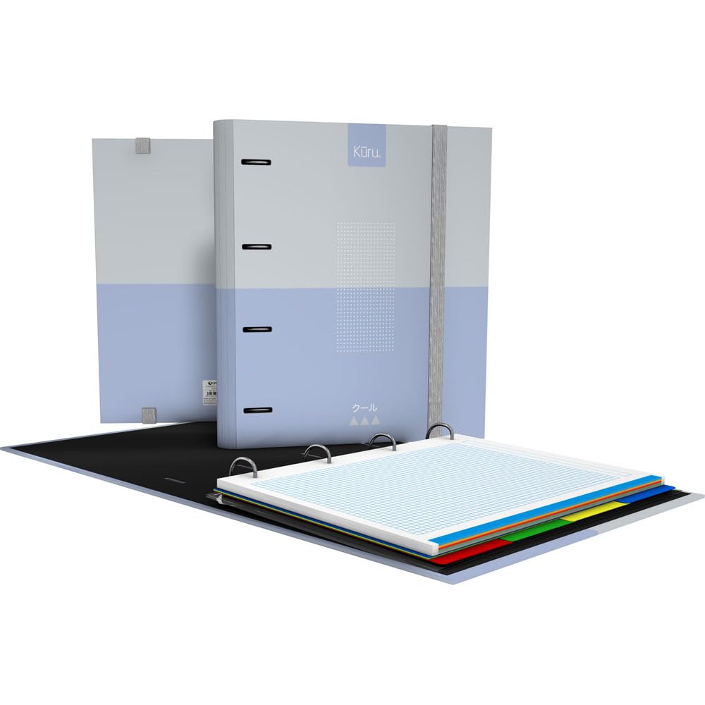 Grafoplás | Carpesano 4 Rings | A4 | Kuru | Blue | Includes Refill Grid 5x5 Colour Edge | Paper 90g | Plastic Dividers | Ergonomic Curved Spine | Carpebook | Perfect School Supplies