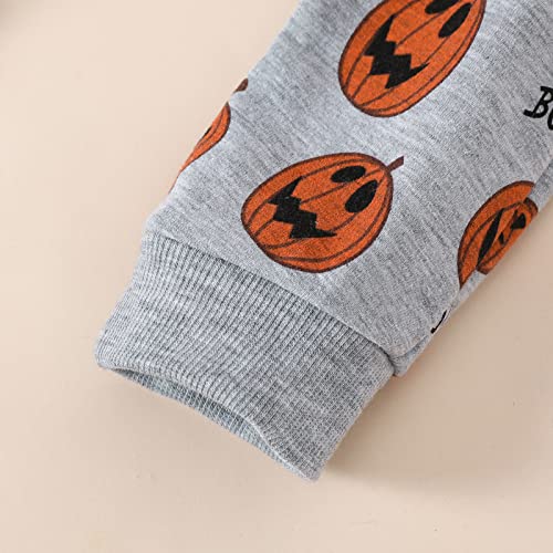 Infant Baby Boy Halloween Clothes Pumpkin Sweatshirt Long Sleeve T-Shirt Top Pants Sweatsuit Fall Outfits Set3