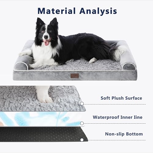 Orthopedic-Dog-Bed-for-Extra-Large-Dogs-Washable-Waterproof-Comfy-Memory-Foam-Bolster-42L-x-30W-x-75Th