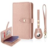 Small Womens Wallet Airtag RFID Blocking Leather â Holds Two Passports for TravelâCompact Bifold Clutch Credit Card Case with ID Window,Wrist Strap - Awesome Anniversary,Birthday Gift Choice - Gray