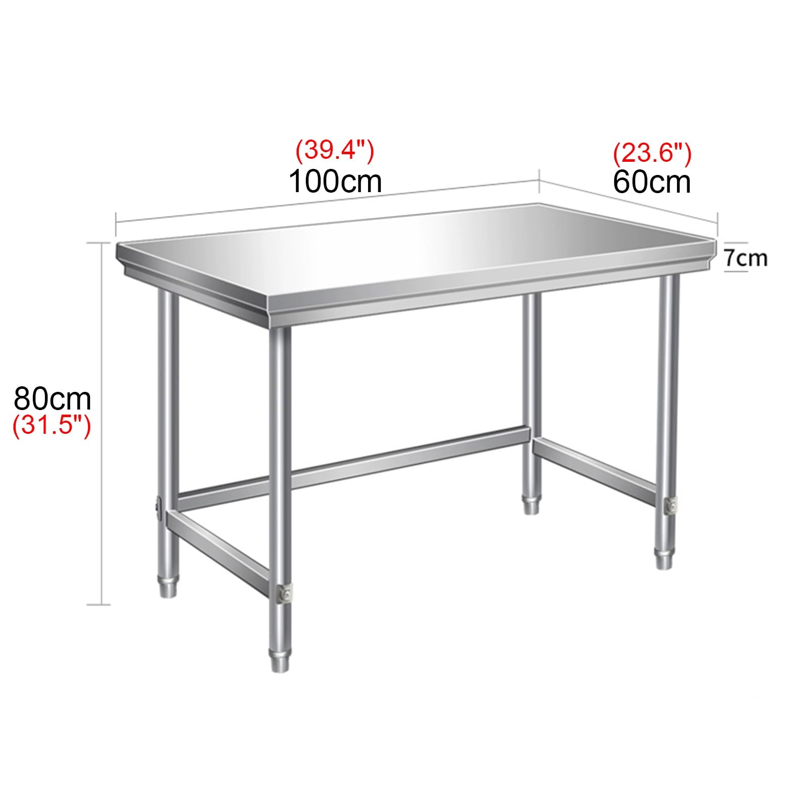 Banco de Trabajo de Acero Inoxidable de un Solo Nivel con Estructura Triangular Estabilizada, Mesa de Preparación Comercial, Mesa de Corte para Restaurante, Mesa de Metal Multifuncional, Esta
