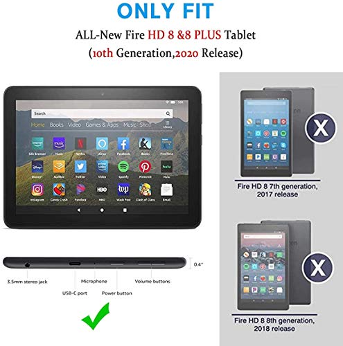 Fire HD 8 tablet Case,All-New Fire HD 8 Plus Tablet Case for Kids (12th/10th Generation,2024/2022/2020 Release),DJ&RPPQ Light Weight Shock Proof Handle Friendly Stand Kids Proof Protective Cover-Pink