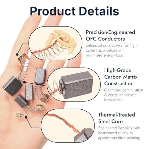 30 PCS Electric Motor Carbon Brushes Kit, 10 Sizes for Power Tools, Angle Grinders, Electric Hammer Drills, Comprehensive Carbon Brush Holder Repair Set Materials - Image 3