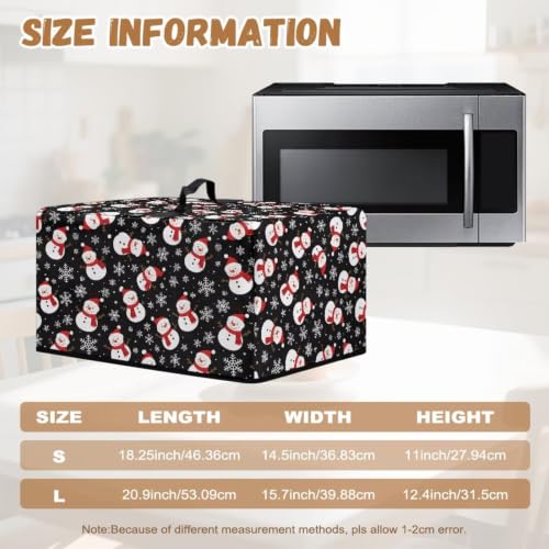 Image of Christmas Decor Microwave Oven Dust Cover Air Fryer Toaster Oven Protector Small Appliances Cover, L, 20.9 x 15.7 x 12.4 Inches, Snowman Snowflake Black