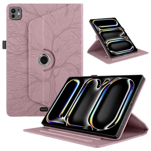 Coque iPad Pro 13 2024 rotative 360 avec support pliable antichoc rose gold