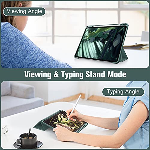 Image of Fintie Hybrid Slim Case for iPad Pro 11-inch (4th / 3rd Generation) 2022 /2021 - [Built-in Pencil Holder] Shockproof Cover w /Clear Transparent Back Shell, Also Fit iPad Pro 11 inch 2nd Gen, Midnight Green