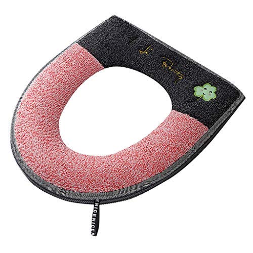 Preisvergleich Produktbild Luccase Toilettensitz Matten Haushalts Winter Plüsch Weicher Toilettensitz Auflage Abdeckungs Toilettensitz Reißverschluss mit Griff, 16,92 x 14,56 Zoll (Rosa)