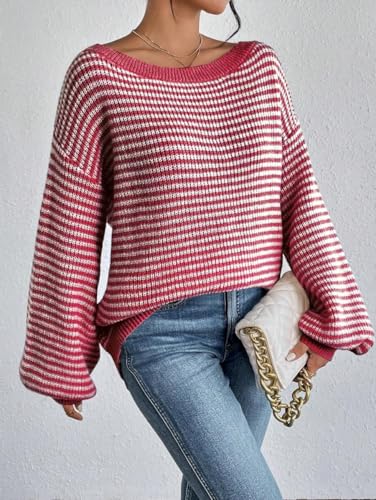 Image of ZAFUL Sweaters for Women Off Shoulder Knit Sweater with Long Sleeve Loose Pullover Jumper Tops