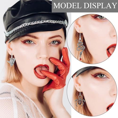 Yinkin 40 Pairs Goth Earrings Set Grunge Punk Rock Dangle Earring Gothic Y2k Jewelry Bat Cross Snake Skull Earrings for Women3