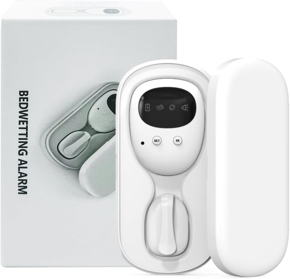 Wireless Bedwetting Alarm for Boys Girls, USB-C Rechargeable, Loud Sound, Strong Vibration, Pee Alarm, Potty Training for Kids, White