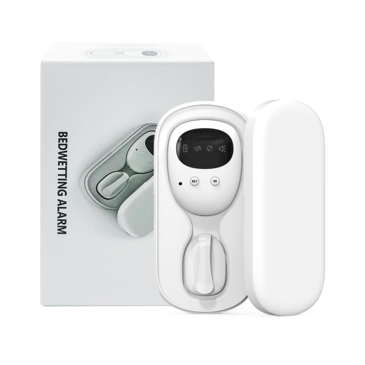 Yoicee Kabelloser Bettnässer-Alarm für Jungen und Mädchen, USB-C wiederaufladbar, lauter Ton, starke Vibration, Urinalarm, Töpfchentraining für Kinder (Weiß)